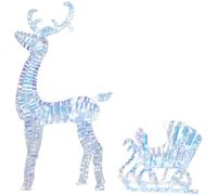 Outsunny Lighted Christmas Reindeer With Sleigh, Waterproof Holiday Decor