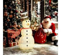 OUTSUNNY Lighted Christmas Snowman Waterproof Outdoor Christmas Decorations in White Outsunny White