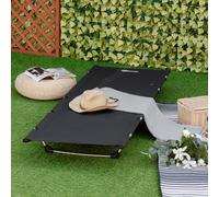 Outsunny Lightweight Aluminium Camping Bed w/ Strong Support 150kg and Carry Bag, Black