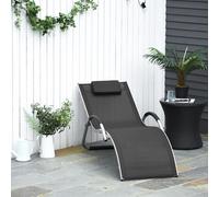 OUTSUNNY Lounger Chair Portable Armchair with Removable Pillow for Beach Yard in Black Outsunny Black
