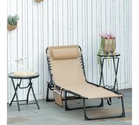 Outsunny Lounger Folding Reclining Camping Bed 5-position Adjustable Black