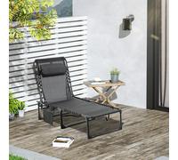 OUTSUNNY Lounger Folding Reclining Camping Bed 5-position Adjustable in Black Outsunny Black