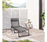 Outsunny Lounger Folding Reclining Camping Bed 5-Position Adjustable In Mid Grey Mid Grey