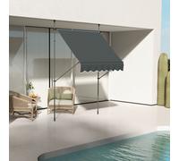 OUTSUNNY Manual Retractable Awning, Freestanding & Non-Screw Garden Awning in Dark Grey Outsunny Dark Grey