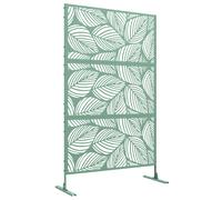 Outsunny Metal Decorative Privacy Screen Outdoor Divider, Green Leaf