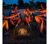 OUTSUNNY Metal Firepit Patio Heater Brazier Garden Square Stove Log Burner in Black Outsunny Black