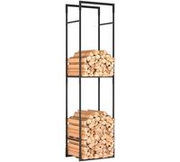 Outsunny Metal Firewood Log Holder, Heavy Duty Firewood Rack with Adjustable Shelf, Indoor Outdoor Fireplace Wood Storage Shelf, 45 x 31 x 170 cm, Black