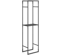 Outsunny Metal Firewood Log Holder, Heavy Duty Firewood Rack with Adjustable Shelf, Indoor Outdoor Fireplace Wood Storage Shelf, 45 x 31 x 170 cm, Black