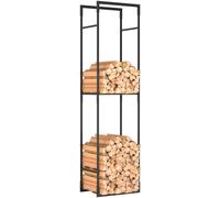 Outsunny Metal Firewood Log Holder Log Store 45 x 31 x 170 cm Black | Fireplace Wood Storage Shelf, Heavy Duty Firewood Rack, Adjustable Shelf, Indoor Outdoor Use