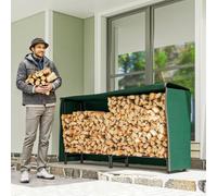 Outsunny Metal Firewood Rack, Log Holder, 200 X 36 X 99 Cm, Dark Green Dark Green
