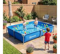 Outsunny Metal Frame Swimming Pool, Rectangle Frame Pool, 229 X 160 Cm, Blue Blue