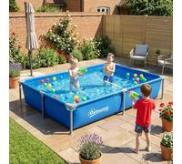 Outsunny Metal Frame Swimming Pool, Rectangle Frame Pool, 229 x 160 cm, Blue - Frame Pool - 229 x 160 x 43 cm - Blue