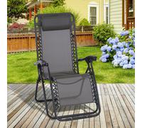 Outsunny Zero Gravity Chair, Reclining Lounger w/ Pillow Grey