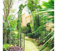 Outsunny Metal Garden Arbor Arch Gate w/ 2 Side Planter Boxes & Vine Frame