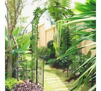 Outsunny Metal Garden Arbor Arch Gate w/ 2 Side Planter Boxes & Vine Frame