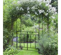 Outsunny Metal Garden Arch with Double Gate, Garden Arbor Climbing Plants, Black