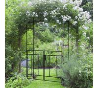 OUTSUNNY Metal Garden Arch with Double Gate, Garden Arbor Climbing Plants in Black Outsunny Black