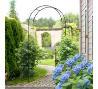 Outsunny Metal Garden Arch with Double Gate, Garden Arbor Climbing Plants, Black