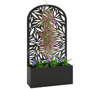 Outsunny Metal Garden Bed with Trellis, Leaves Cut-out
