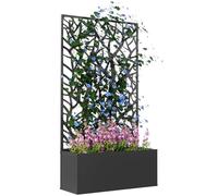 Outsunny Metal Garden Bed with Trellis, Two Big Trees Cut-out