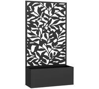 Outsunny Metal Garden Bed with Trellis, Wall Mounted or Freestanding Raised Planter with Privacy Panel, Black