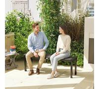 OUTSUNNY Metal Garden Bench Loveseat with Wood-Effect Slatted Seat, Grey | Size: 2 Seater Outsunny Grey 2 Seater