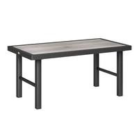 Outsunny Metal Garden Coffee Table, Outdoor Side Table with SPC Woodgrain Tabletop for Outside, Garden, Balcony, Porch, 100 x 53 x 46cm, Grey Wood Effect