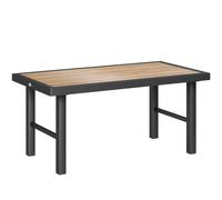 Outsunny Metal Garden Coffee Table, Outdoor Side Table with SPC Woodgrain Tabletop for Outside, Garden, Balcony, Porch, 100 x 53 x 46cm, Brown Wood Effect