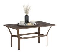 Outsunny Metal Garden Coffee Table with Slatted Tabletop, Brown, Brown