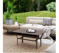 Outsunny Metal Garden Coffee Table with Slatted Tabletop, Brown