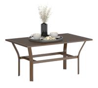 Outsunny Metal Garden Coffee Table with Slatted Tabletop - Brown | TJ Hughes