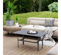 Outsunny Metal Garden Coffee Table with Slatted Tabletop, Dark Grey