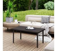 Outsunny Metal Garden Coffee Table with Woodgrain Tabletop - Brown - Brown - Metal