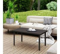 Outsunny Metal Garden Coffee Table With Woodgrain Tabletop, Brown