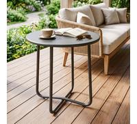 Outsunny Metal Garden Side Table, 48 Cm Round Outdoor Table, Dark Grey