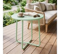 Outsunny Metal Garden Side Table, 48 Cm Round Outdoor Table In Green Green