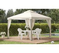 Outsunny Waterproof 3 x 3 Meter Metal Gazebo Garden Outdoor 2-tier Roof Marquee Party Tent Canopy Pavillion Patio Shelter w/ Netting, Cream Aosom UK
