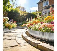 OUTSUNNY Metal Lawn Edging Border, Garden Edging in Silver Outsunny Silver