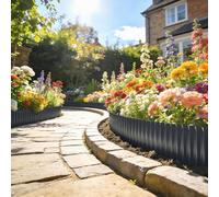 OUTSUNNY Metal Lawn Edging Border, Garden Edging in Dark Grey Outsunny Dark Grey