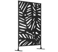 Outsunny Metal Outdoor Privacy Screen with Stand for Garden Black