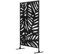 Outsunny Metal Outdoor Privacy Screen With Stand For Garden Black Black