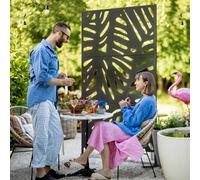 OUTSUNNY Metal Outdoor Privacy Screen with Stand for Garden Black Outsunny Black