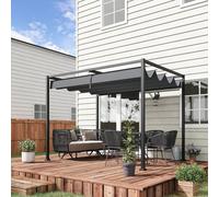 Outsunny - 3 x 2m Metal Pergola Gazebo Patio Sun Shelter Retractable Canopy Grey - Grey