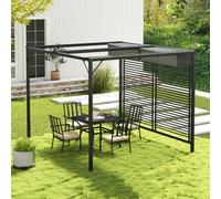 Outsunny Metal Pergola Patio Sun Shelter Grape Tent Retractable Canopy UV Cut - Grey - Metal, Polyester - 300cm x 280cm x 238cm