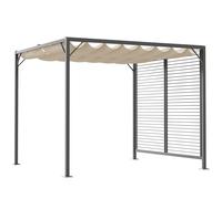 Outsunny 2.8x3m Metal Pergola Gazebo - Black Frame, Beige Cloth