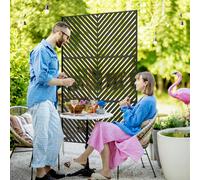 Outsunny Metal Privacy Screen W/ Expansion Screws Outdoor Divider, Triangle - Steel - Black - Outdoor Privacy Screen