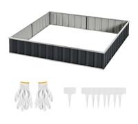 Outsunny Metal Raised Garden Bed No Bottom Diy Large Steel Planter Box With Gloves In Dark Grey Dark Grey