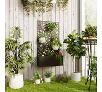 Outsunny Metal Raised Garden Bed with Trellis, Outdoor Elevated Planter Box