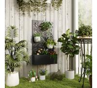 Outsunny Metal Raised Garden Bed with Trellis, Outdoor Elevated Planter Box