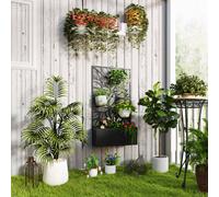 Outsunny Metal Raised Garden Bed with Trellis, Outdoor Elevated Planter Box